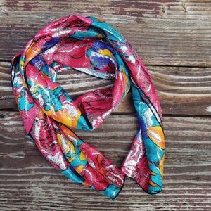 VINTAGE Jan Originals Bright and Silver Shiny Scarf